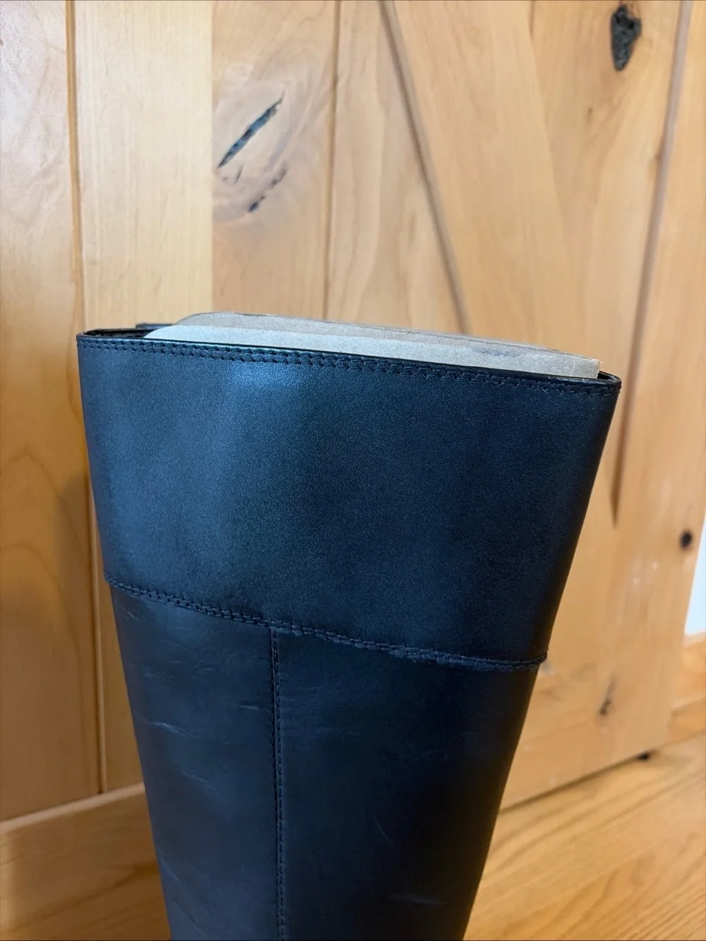 MICHAEL KORS Carlisle Tall Leather Riding Boots Black Chunky Chain US 7.5 NWOB